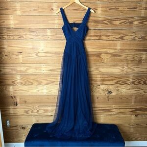 BCBGMaxAzria Navy Blue Tulle Gown